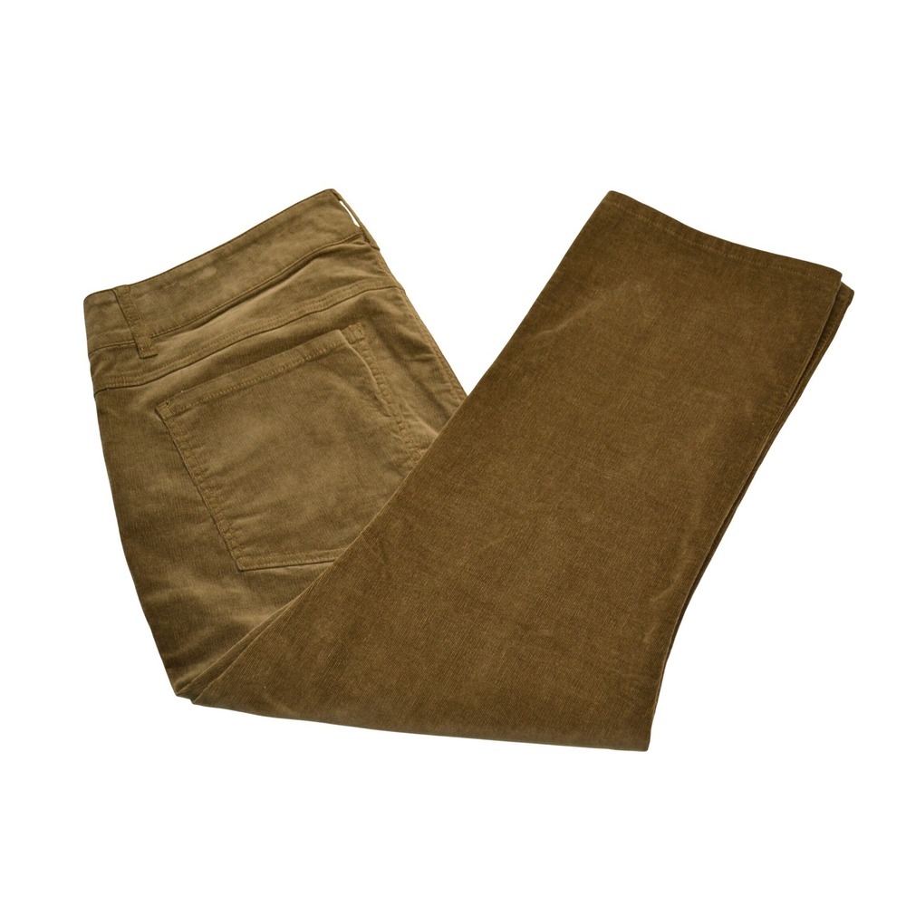 Cabi Hi-Low Crop Corduroy Pants Women‎ 18 Brown Excellent Stretch Casual Cozy